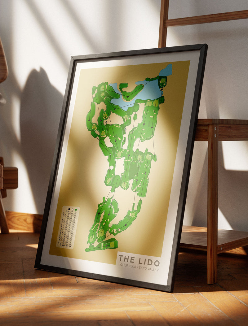 Minimalist fine art map of The Lido Golf Course