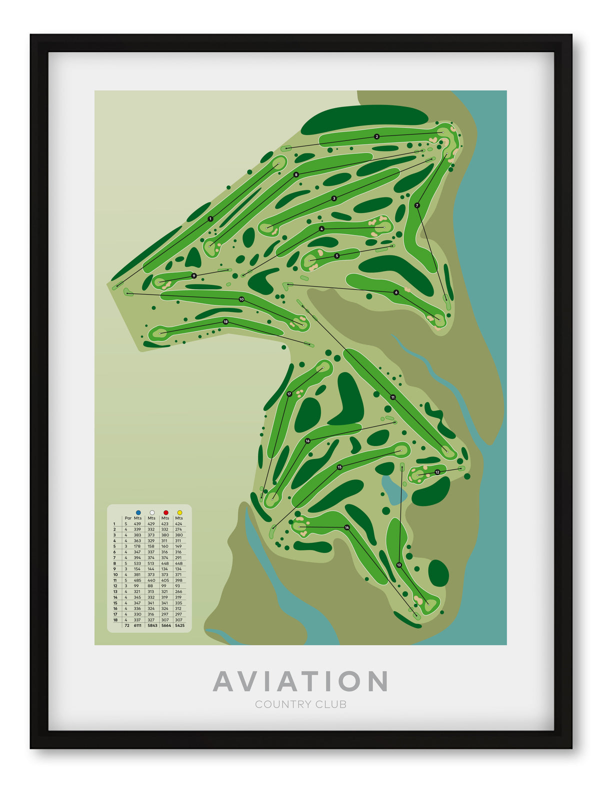 Black framed Aviation Golf course, Auckland, New Zealand - minimalist fine art print