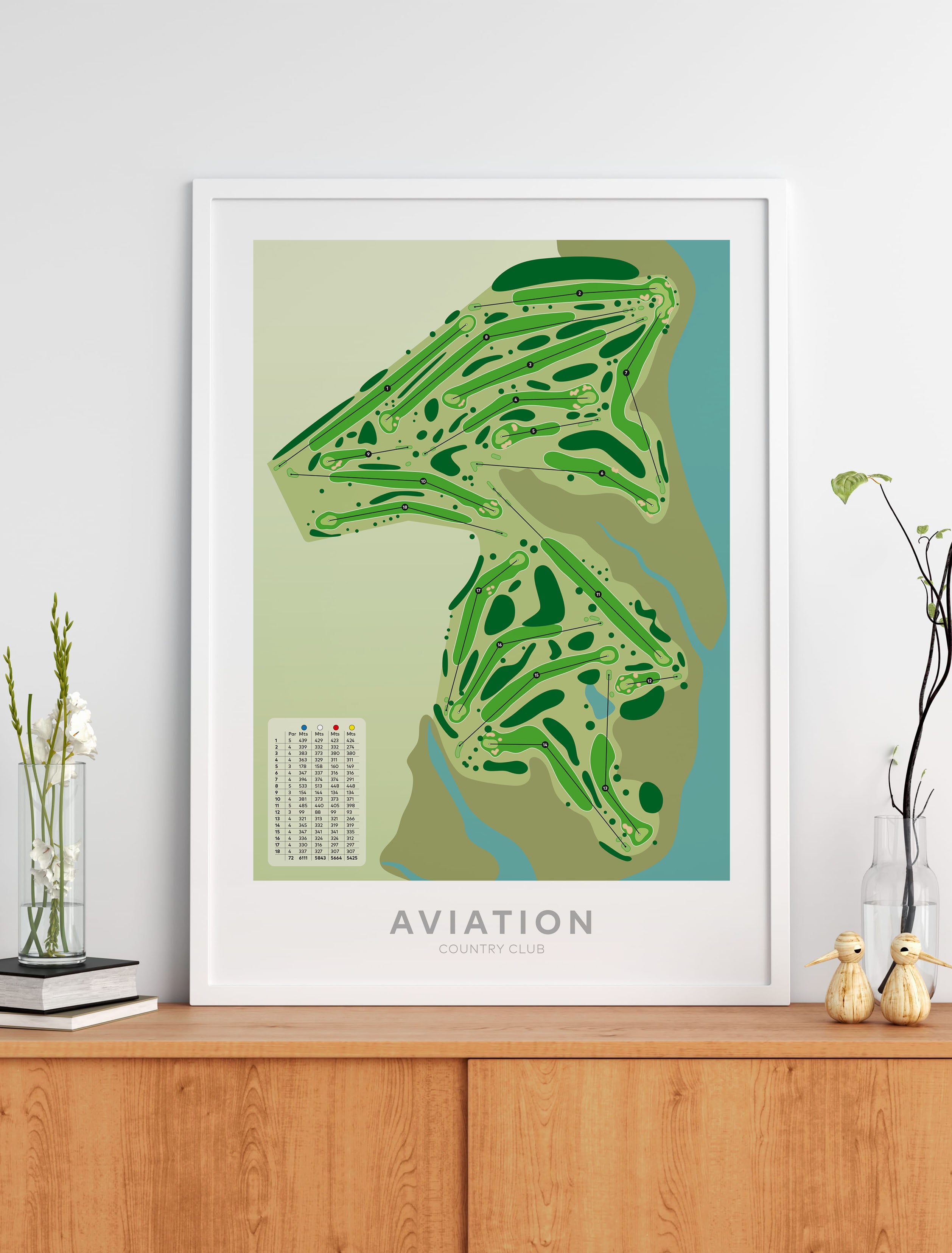 Black framed Aviation Golf course, Auckland, New Zealand - minimalist fine art print