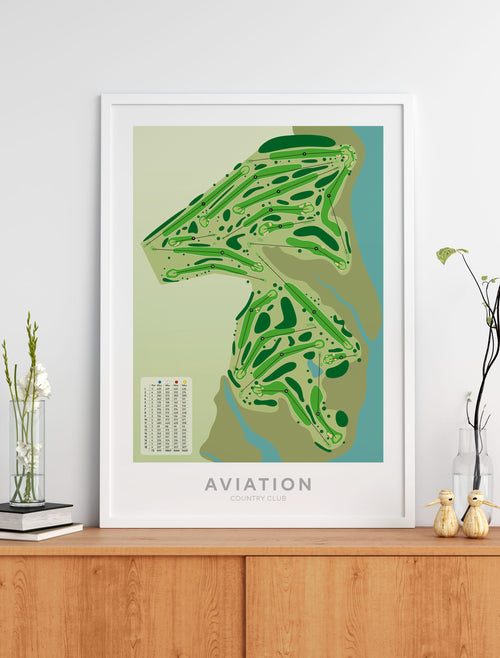 Black framed Aviation Golf course, Auckland, New Zealand - minimalist fine art print