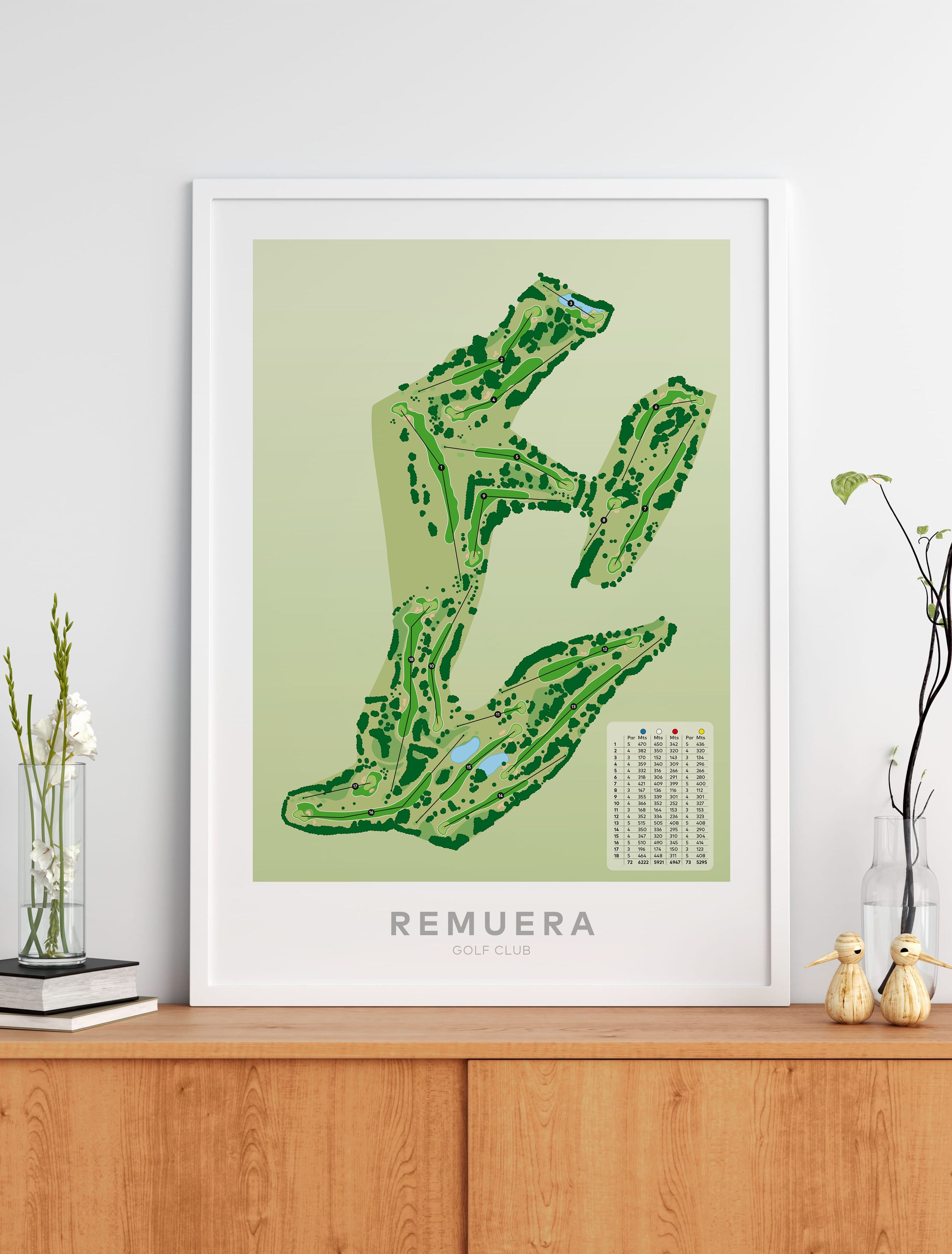 Black framed Minimalist fine art map of Remuera Golf Course, Auckland, New Zealand