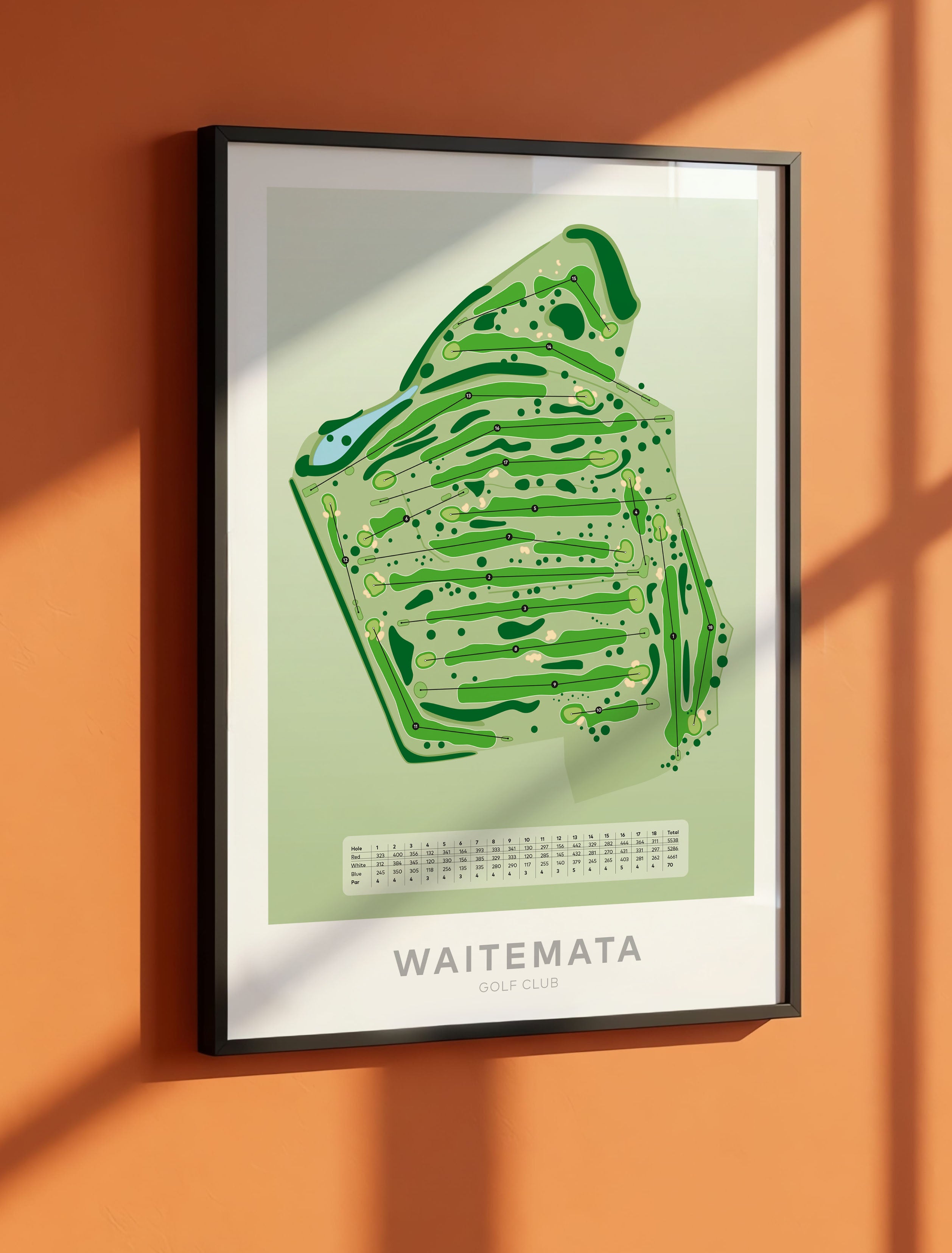 Minimalist fine art map of Waitemata Golf Course, North Shore, Devonport, Auckland, New Zealand