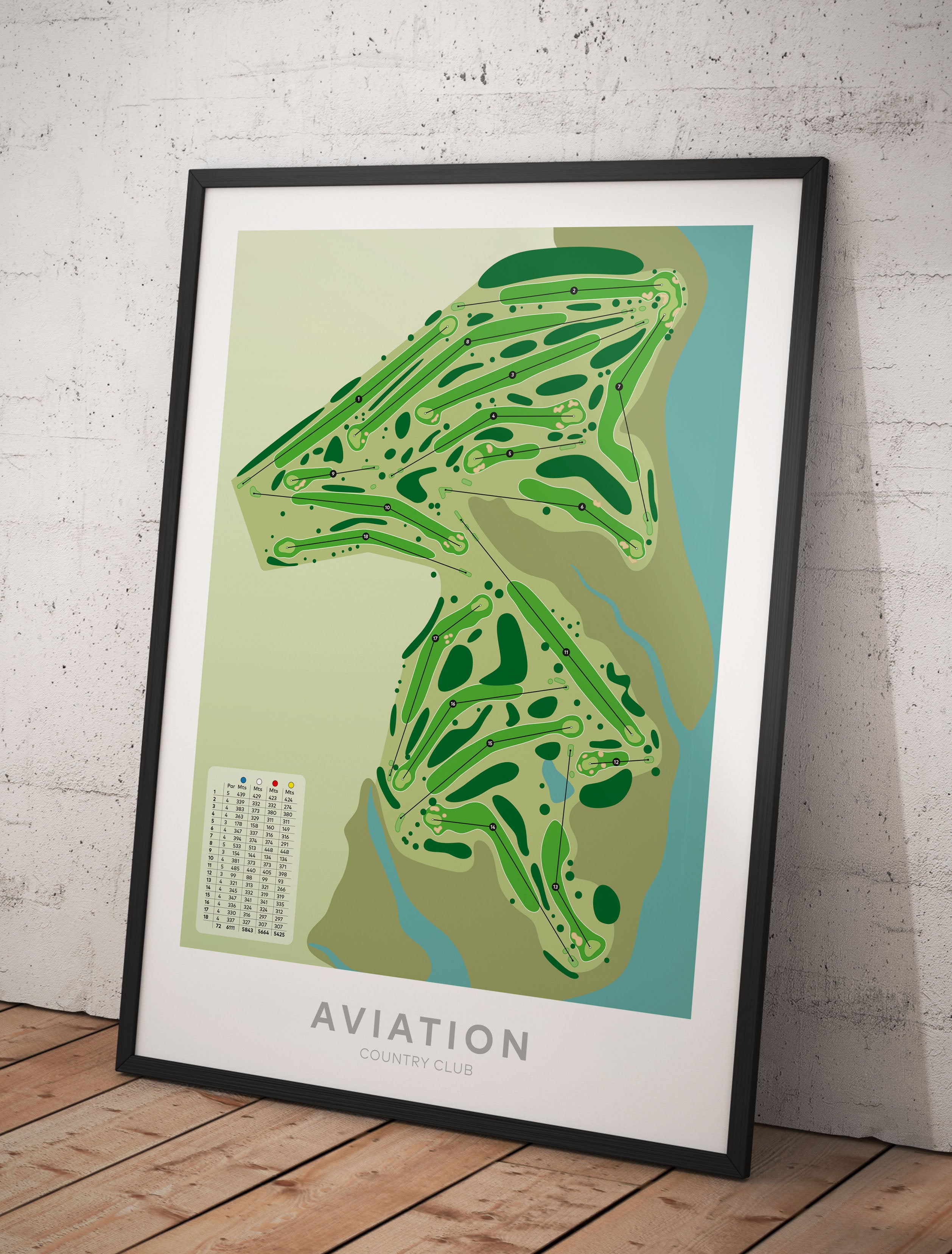 In situ framed Aviation Golf course, Auckland, New Zealand - minimalist fine art print