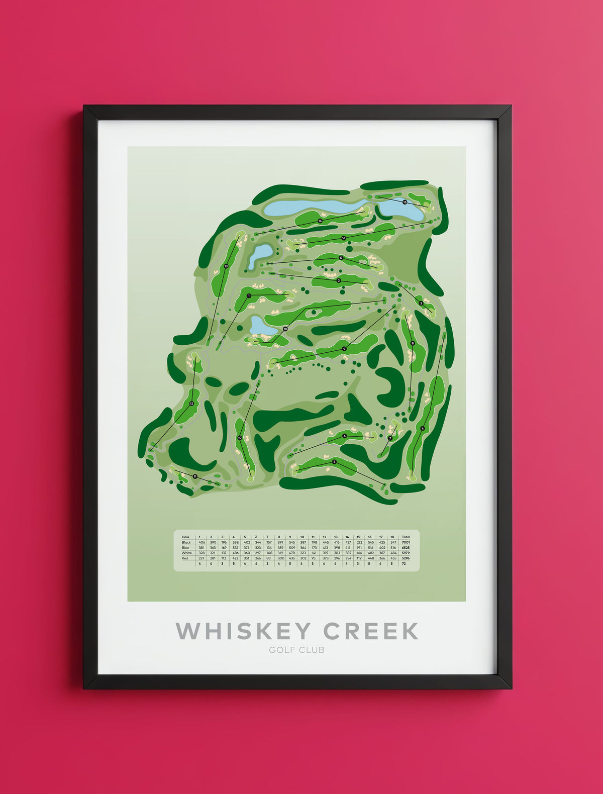 Whiskey-Creek-Golf-course Black frame on red wall