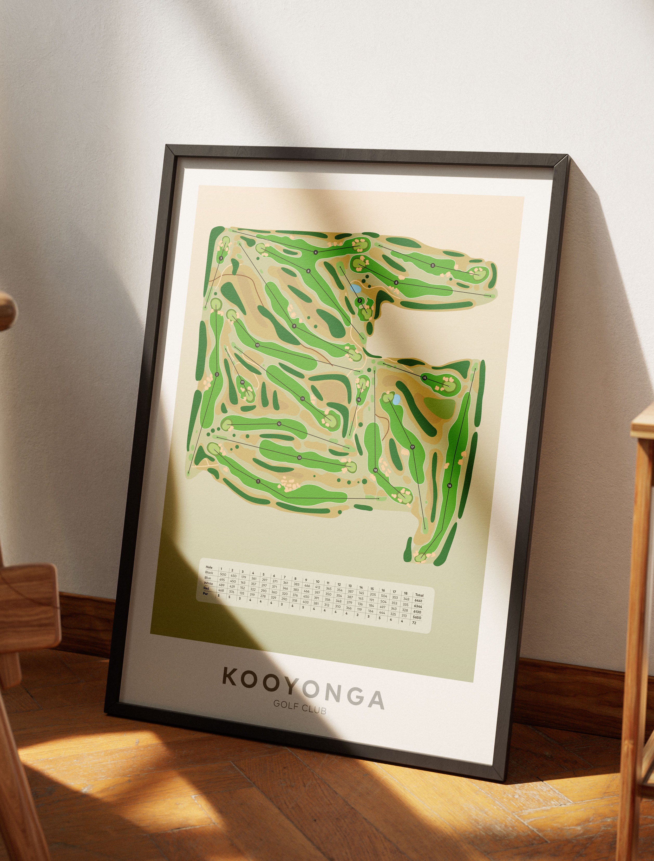 Kooyonga-Australia-Golf-course-Black-Framed-print-art-leaning against wall