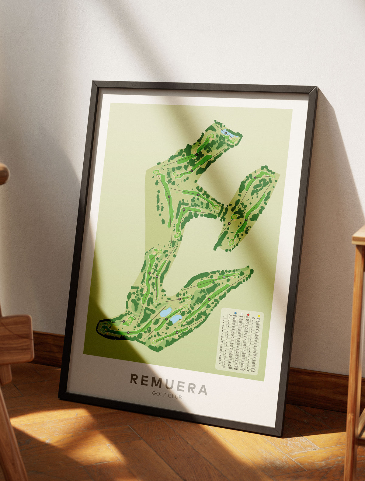 Black framed Minimalist fine art map of Remuera Golf Course, Auckland, New Zealand