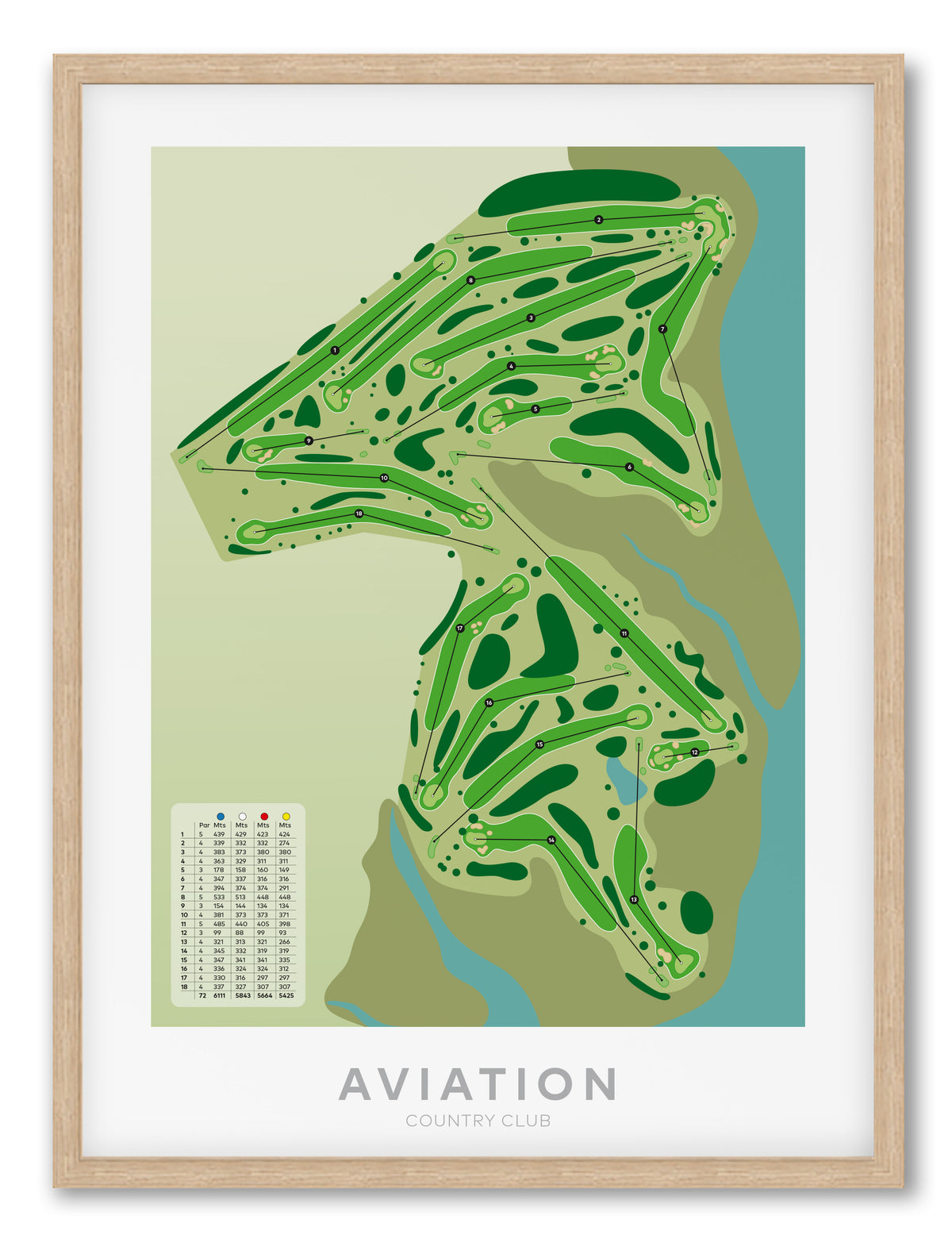 Oak framed Aviation Golf course, Auckland, New Zealand - minimalist fine art print