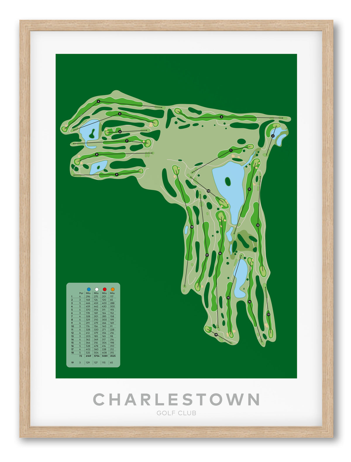Charlestown-Australia-Golf-course-Framed-print-art Oak frame