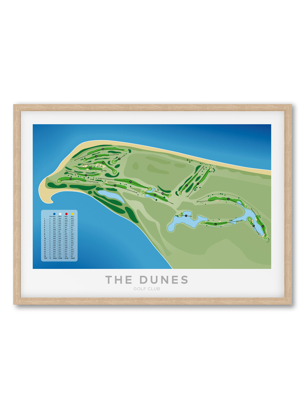 Oak Minimalist fine art map of The Dunes Golf Course, Matarangi, Coromandel, New Zealand