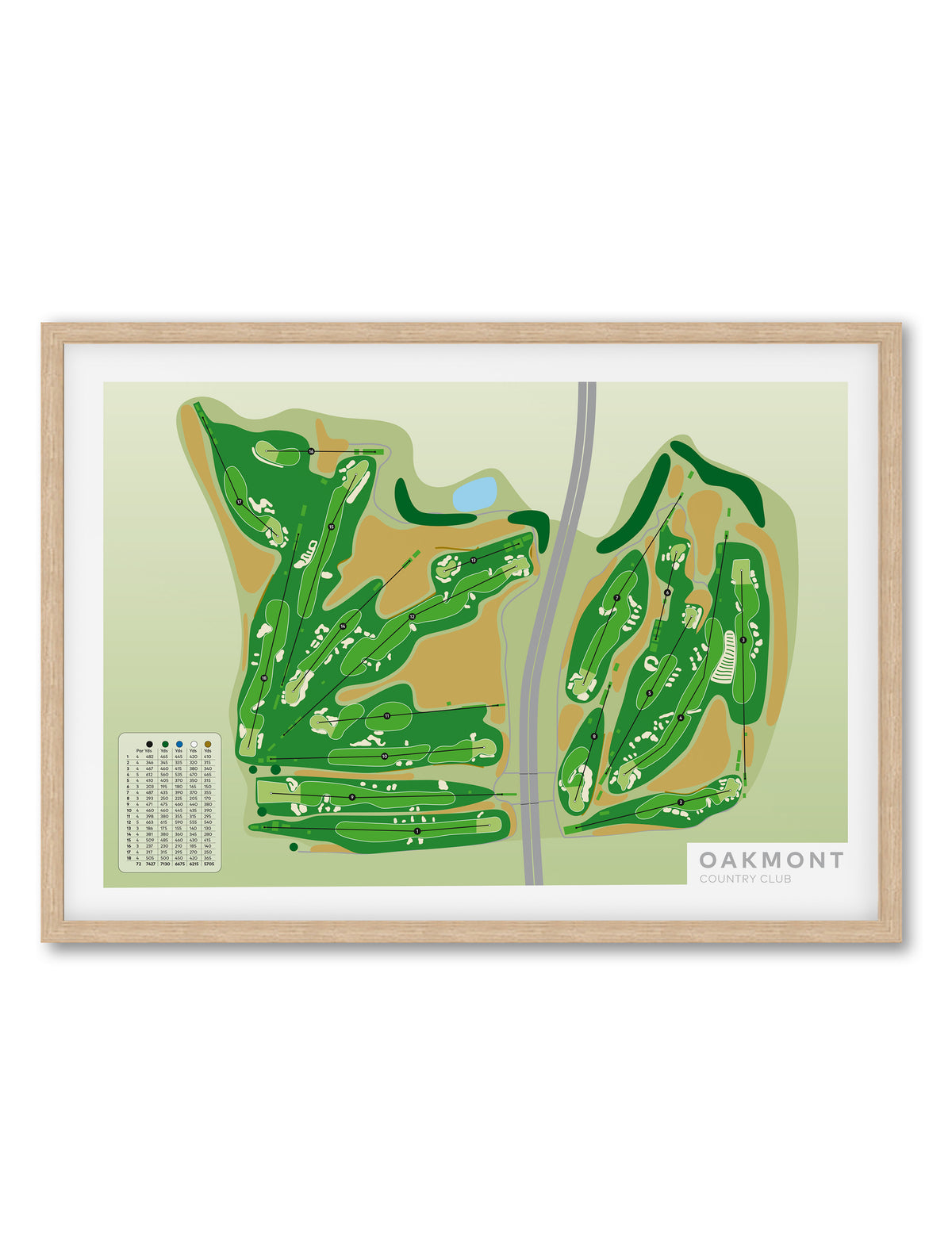 Oakmont-Golf-course-Framed-print-artwork-Natural frame product shot