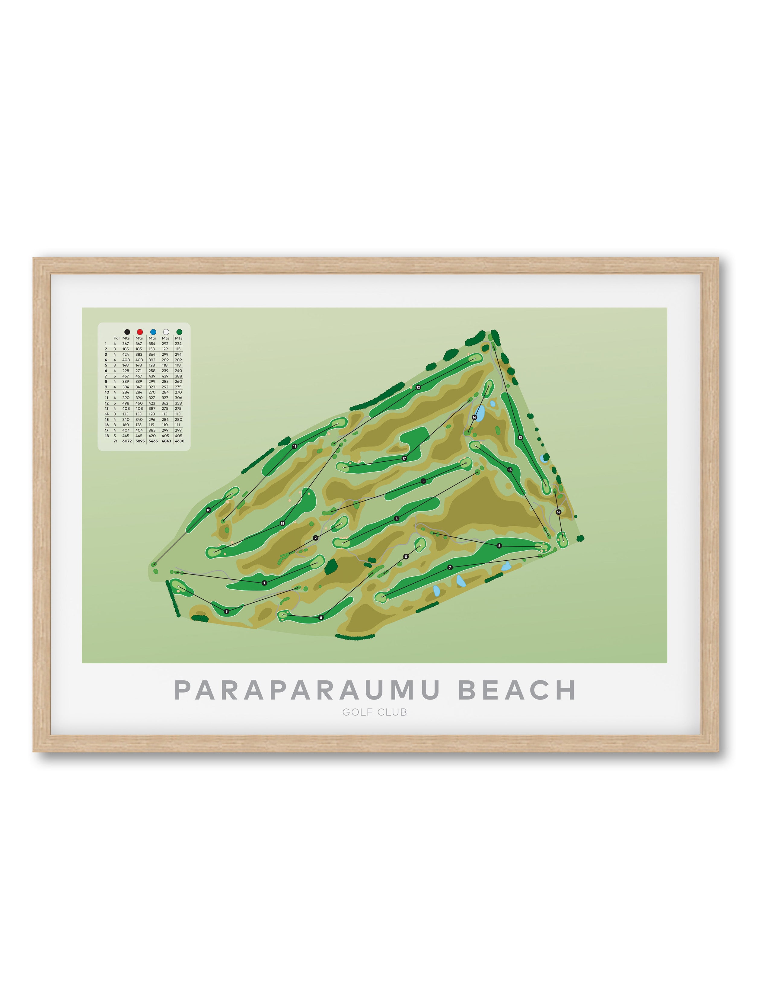Oak Framed artwork of Paraparaumu Golf Course artwork, Wellington Region, New Zealand