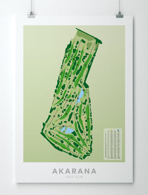 Unframed minimalist fine art map of Akarana Golf Course, Auckland, New Zealand
