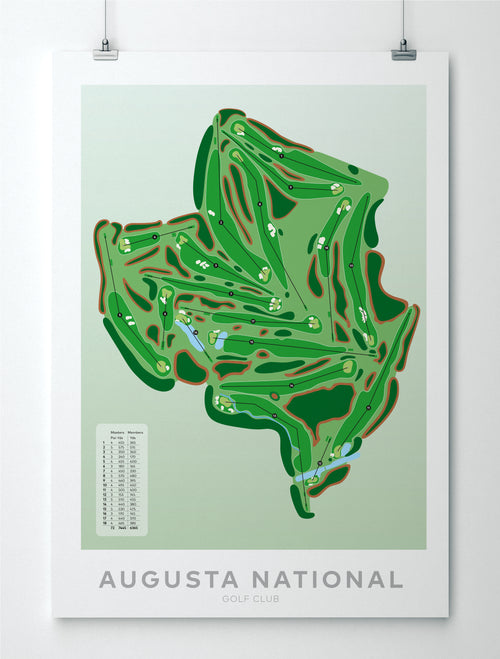 Unframed minimalist fine art map of Augusta National Golf Course, Georgia, Southeast, Richmond County, USA