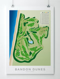 Unframed minimalist fine art map of Bandon Dunes Golf Course, Oregon, Pacific Northwest, Coos Country, USA