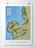 Unframed minimalist fine art map of Cape Wickham Golf Course, Tasmania, King Island, Australia-australia-golf-art