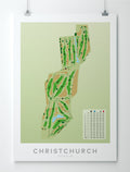 Unframed minimalist fine art map of Christchurch Golf Course, ChCh, Canterbury, New Zealand