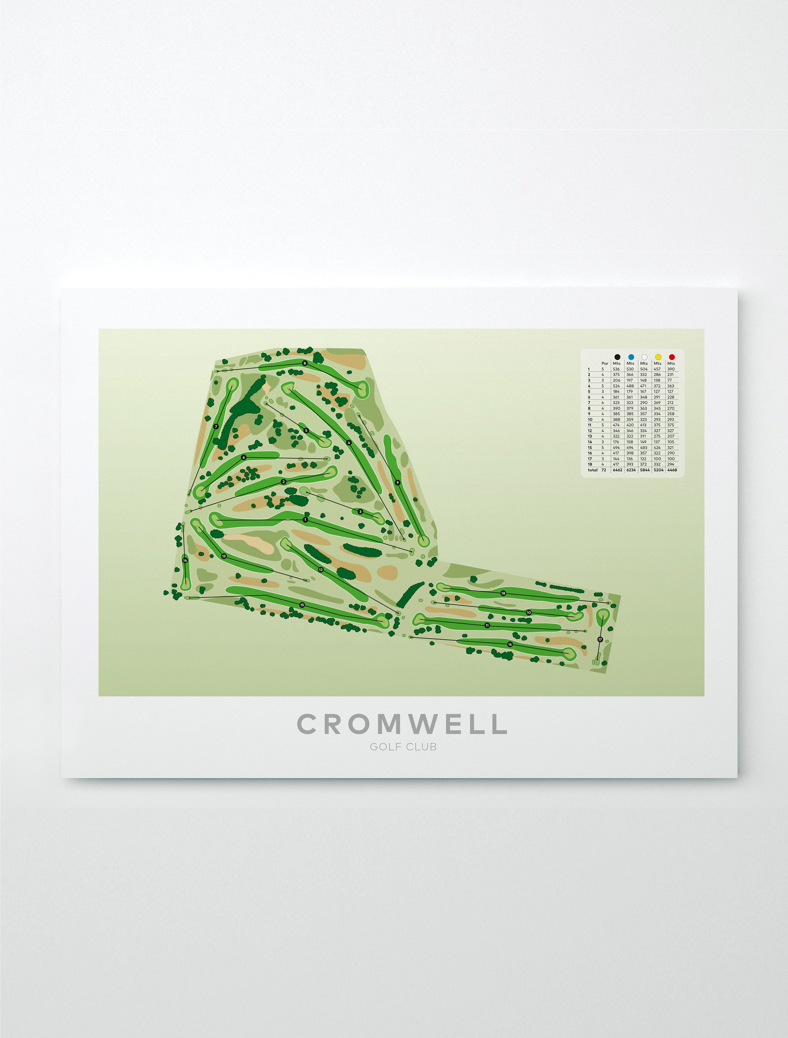 Unframed minimalist fine art map of Cromwell Golf Course, Central Otago District, Otago, South Island, New Zealand