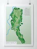 Unframed minimalist fine art map of Greywolf Golf Course, Panorama, British Columbia, Canada