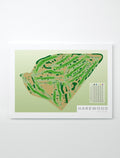 Unframed minimalist fine art map of Harewood Golf Course, Christchurch, Canterbury, New Zealand