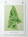 Unframed minimalist fine art map of Hastings Golf Course, Bridge Pa, Hawke’s Bay, New Zealand