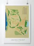 Unframed minimalist fine art map of Jacks Point Golf Course, Queenstown Lakes, Otago, New Zealand