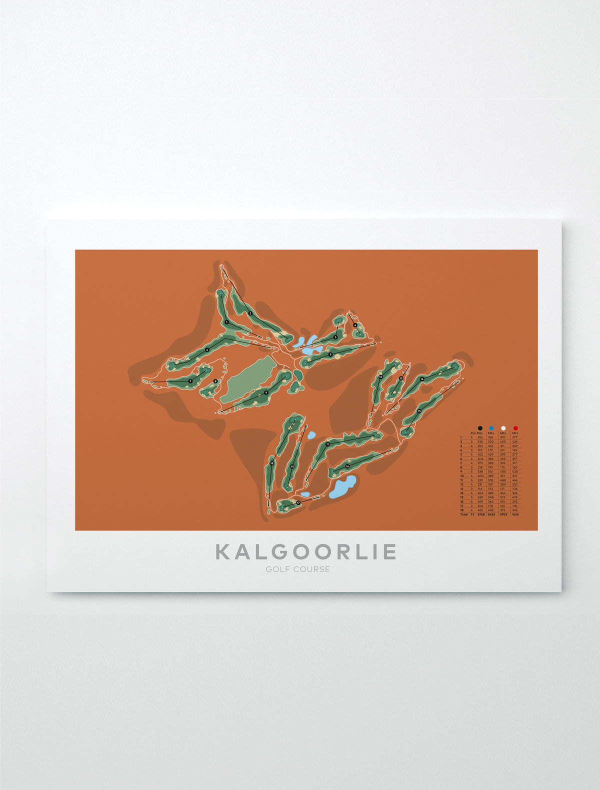 Unframed minimalist fine art map of Kalgoorlie Golf Course, Western Australia-australia-golf-art