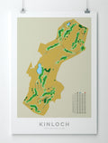 Unframed minimalist fine art map of Kinloch Golf Course, Taupo, New Zealand