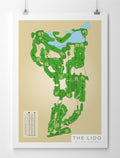 Unframed Minimalist fine art map of The Lido Golf Course, Sand Valley, Wisconsin, USA