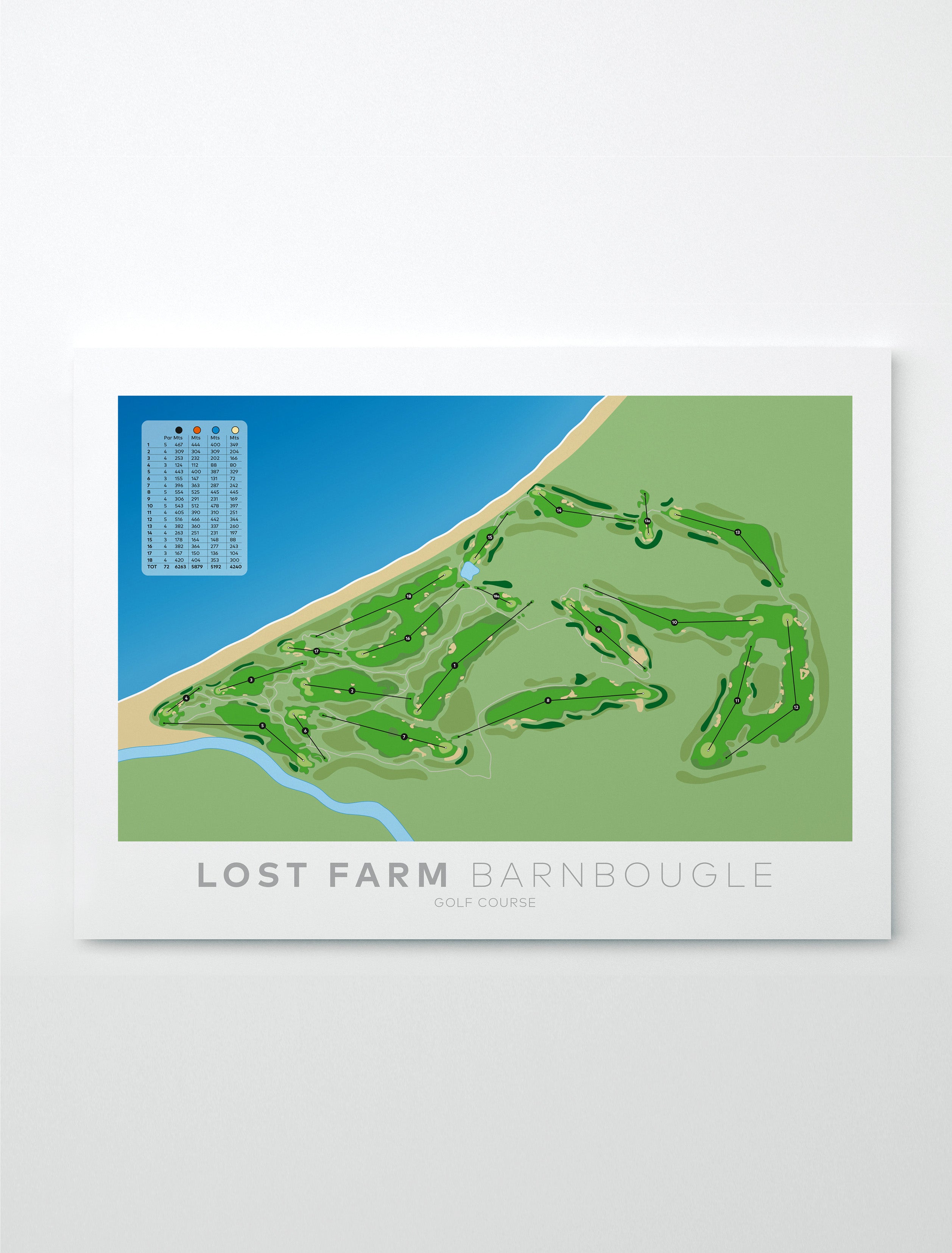 Unframed Minimalist fine art map of Lost Farm Golf Course, Tasmania, Australia-australia-golf-art