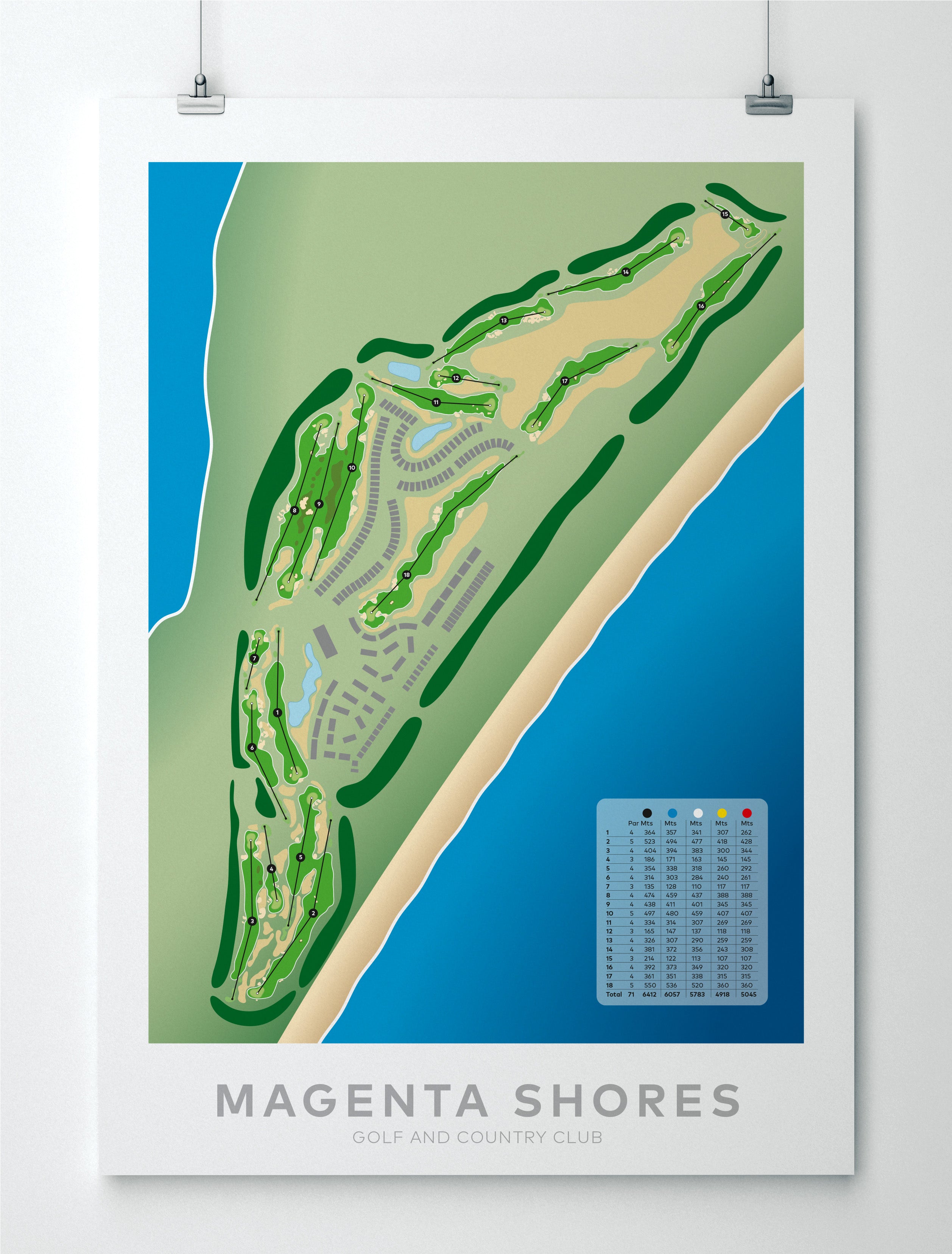 Unframed minimalist fine art map of Magenta Shores Golf Course, Central Coast, NSW, New South Wales, Australia-australia-golf-art