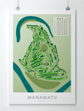 Unframed minimalist fine art map of Manawatu Golf Course, Palmerston North, Taranaki, New Zealand.