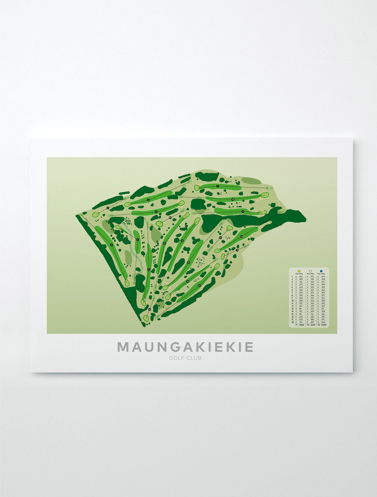 Unframed Paper artwork Maungakiekie Golf Club Map Print Auckland New Zealand Golf Art