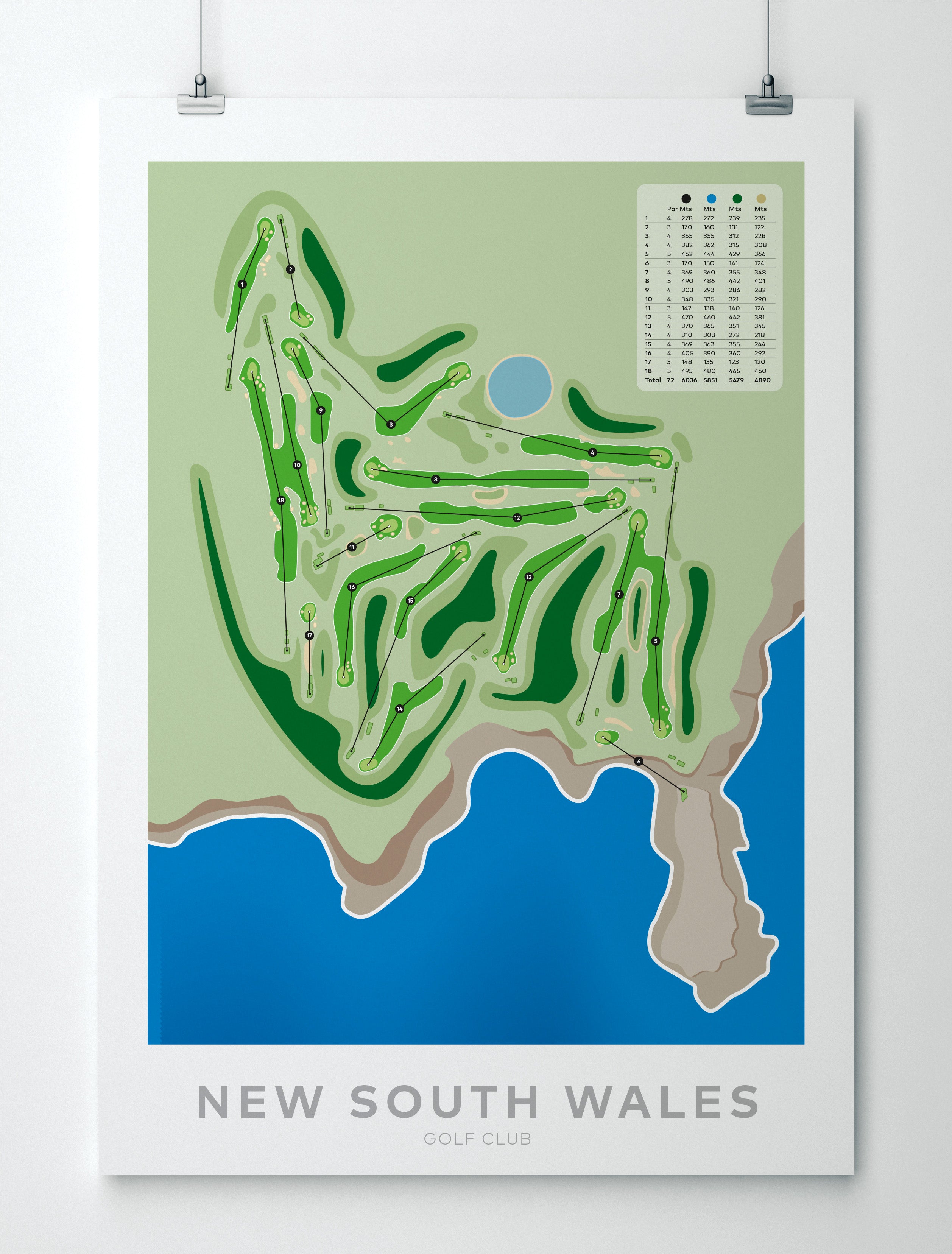 Unframed minimalist fine art map of New South Wales Golf Course, Sydney, NSW, Australia-australia-golf-art