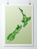 Unframed Minimalist fine art map of New Zealand Golf Course concept artwork