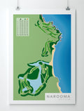 Unframed minimalist fine art map of Narooma Golf Course, Eurobodalla Shire, South Coast Region, Australia-australia-golf-art