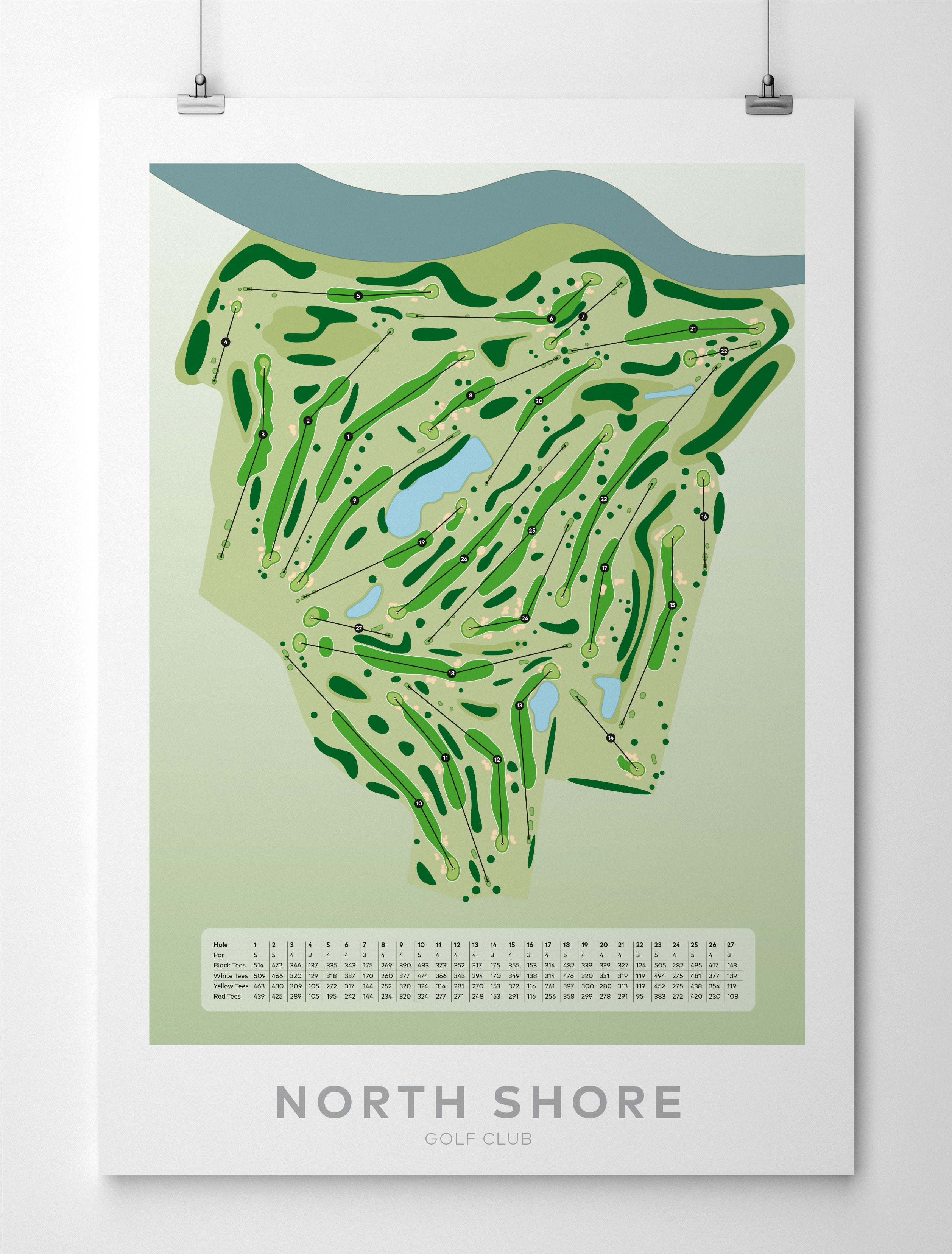 Unframed Minimalist fine art map of North Shore Golf Course, Auckland, New Zealand