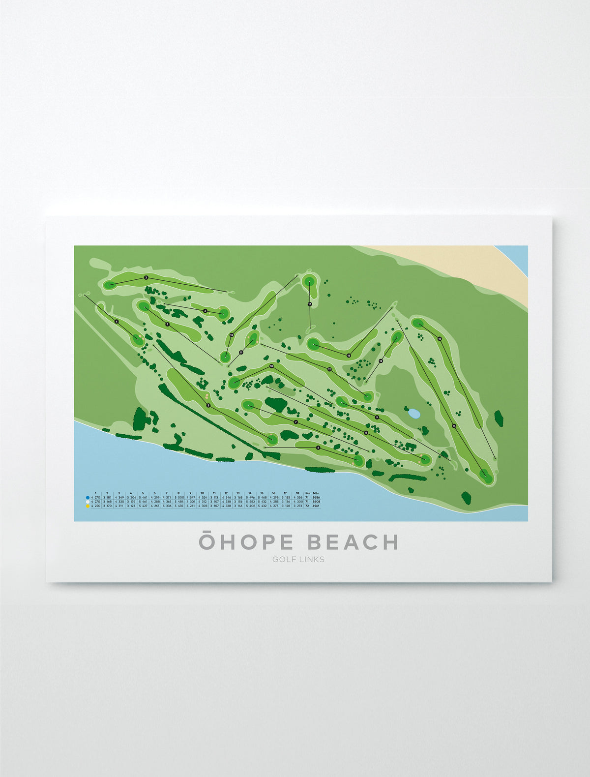 Unframed Minimalist fine art map of Ohope Beach Golf Course, Bay of Plenty, New Zealand