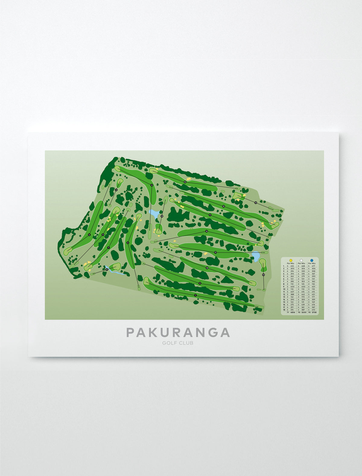 Unframed Minimalist fine art map of Pakuranga Golf Course, East Auckland, New Zealand