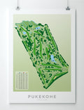 Unframed Minimalist fine art map of Pukekohe Golf Course, South Auckland, New Zealand
