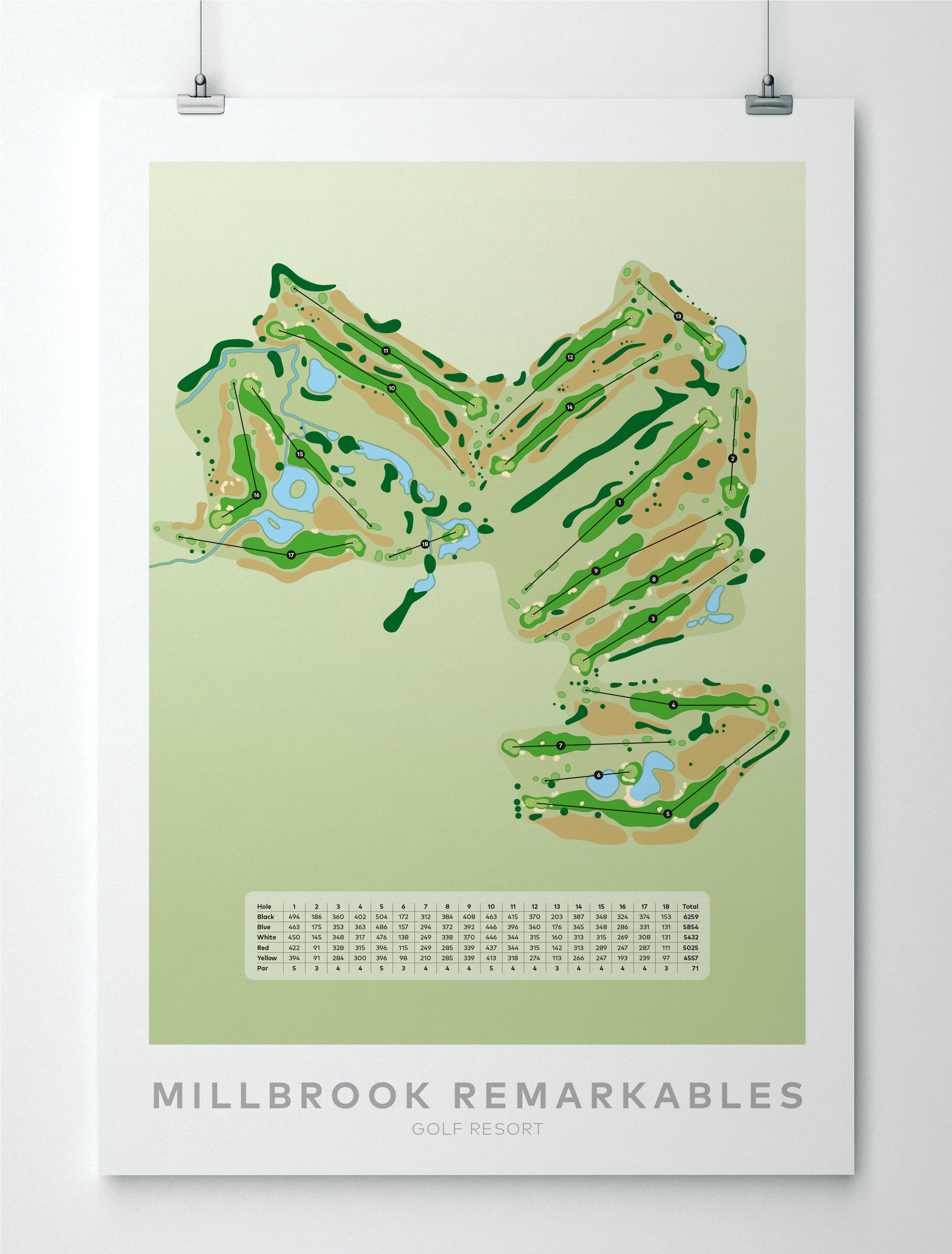 Unframed minimalist fine art map of Millbrook - Remarkables Golf Course, Otago, Queenstown Lakes Region, New Zealand