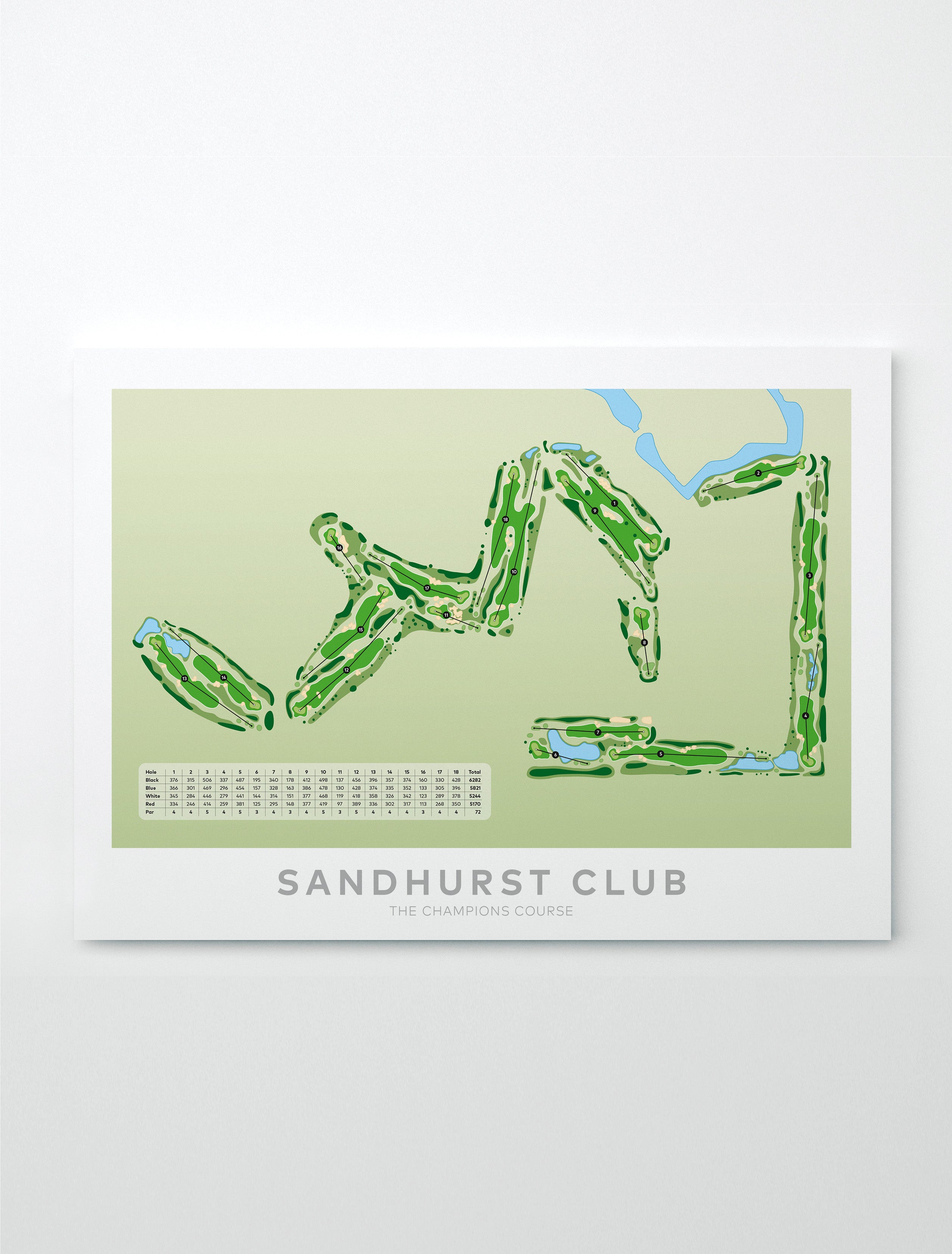 Unframed Minimalist fine art map of Sandhurst Champs Golf Course, Melbourne, Victoria, Australia-australia-golf-art