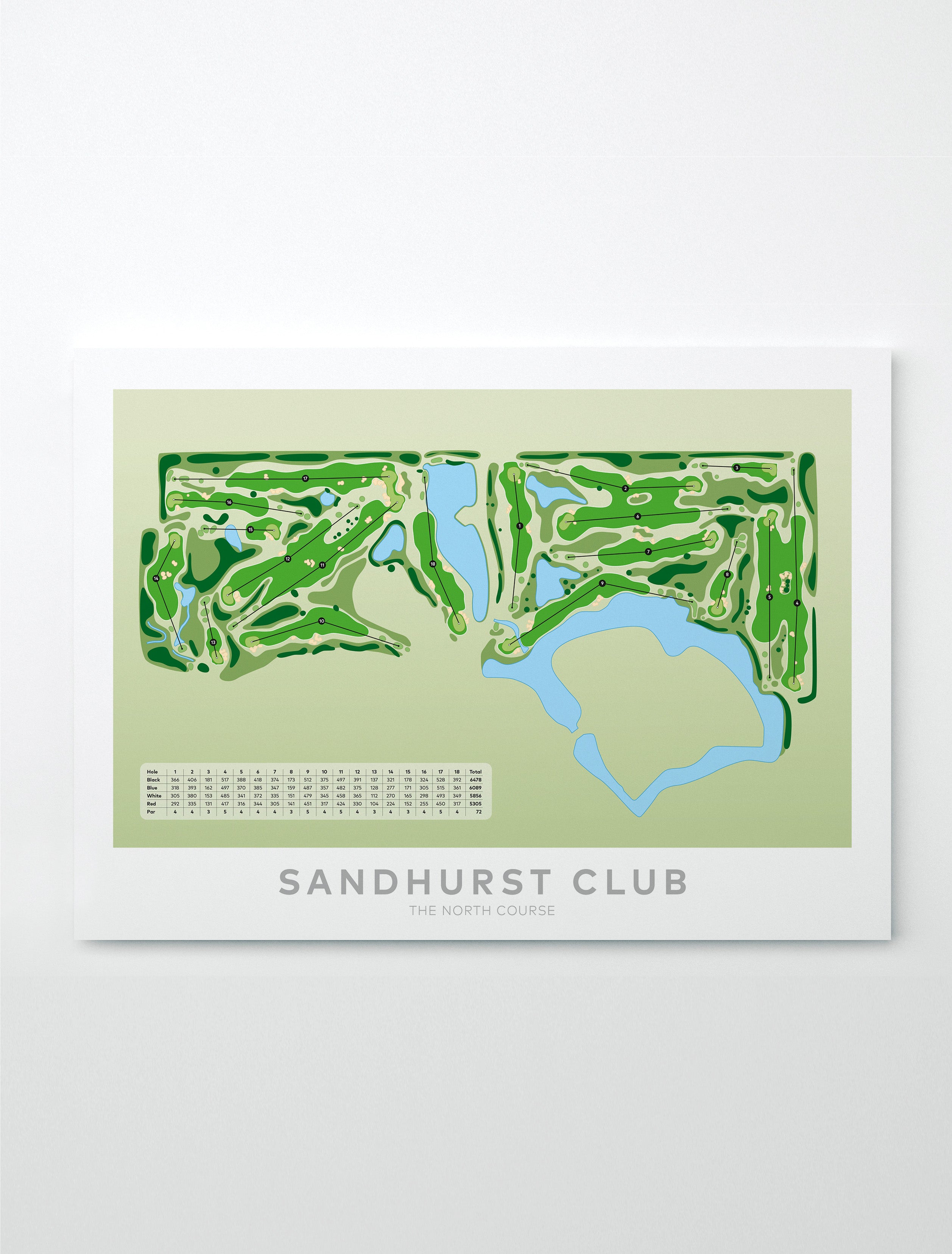 Unframed Minimalist fine art map of Sandhurst North Golf Course, Melbourne, Victoria, -australia-golf-art