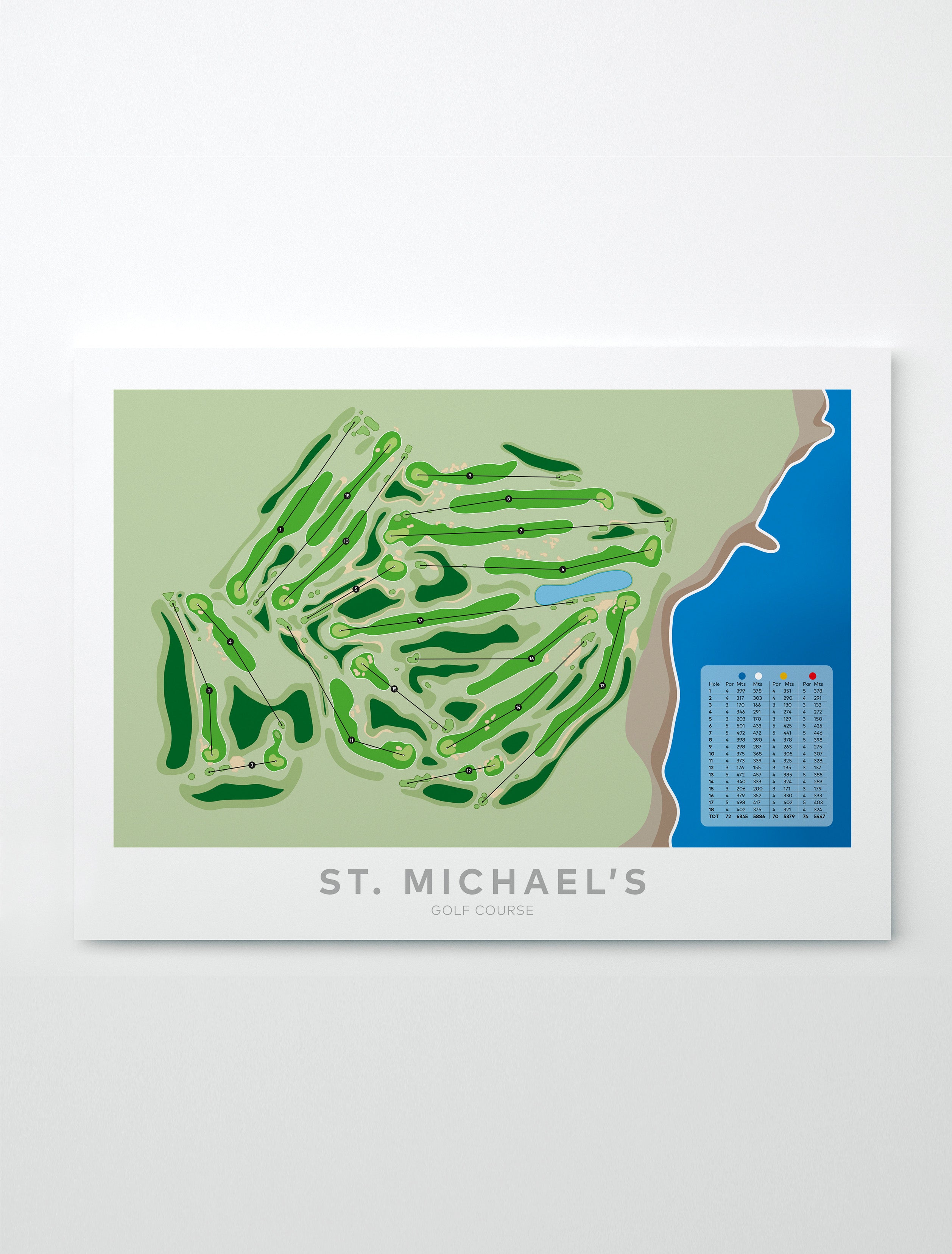 Unframed Minimalist fine art map of St Michael's Golf Course, Sydney, New South Wales, -australia-golf-art