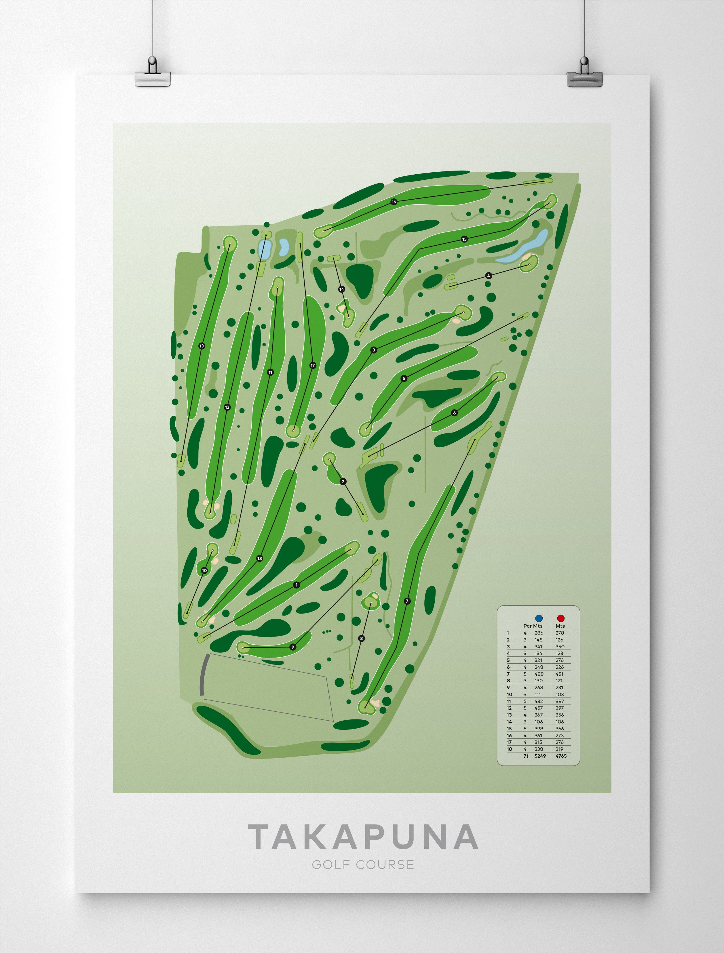 Unframed Minimalist fine art map of Takapuna Golf Course, Auckland, New Zealand