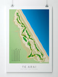 Unframed Minimalist fine art map of Te Arai - South Golf Course, Northland, New Zealand
