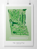Unframed Minimalist fine art map of Te Ngutu Golf Course, Taranaki, New Zealand
