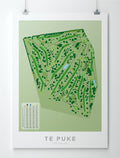Unframed Minimalist fine art map of Te Puke Golf Course, Bay of Plenty, New Zealand