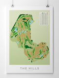 Unframed Minimalist fine art map of The Hills Golf Course, Queenstown Lakes region, Otago, New Zealand