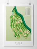 Unframed Minimalist fine art map of Tieke Golf Course, Hamilton, Waikato, New Zealand