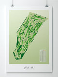 Unframed Minimalist fine art map of Waihi Golf Course, Hauraki District, New Zealand